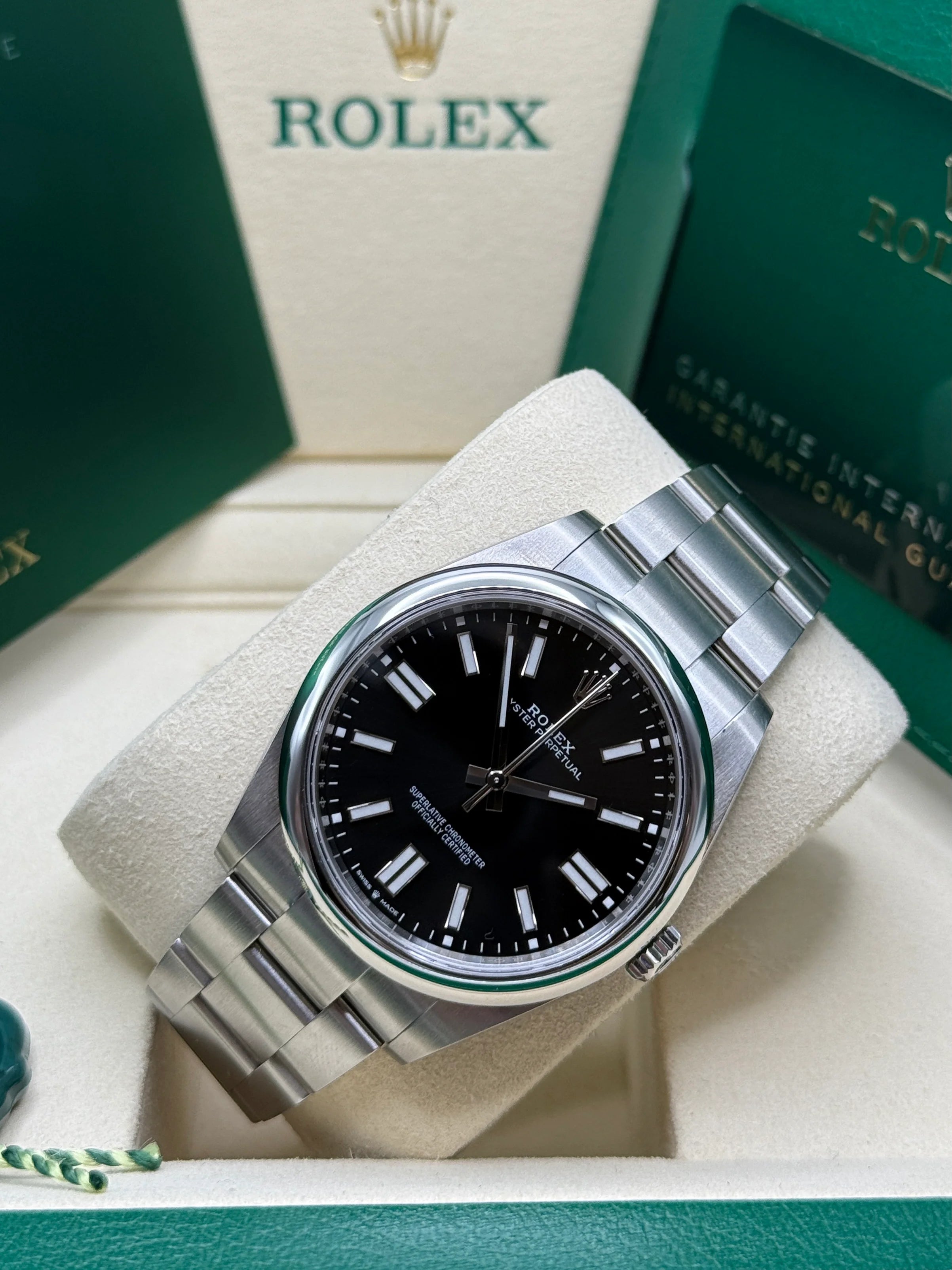Rolex  Oyster-Perpetual 41mm 124300-0002 Stainless Steel Black Index Dial Watch