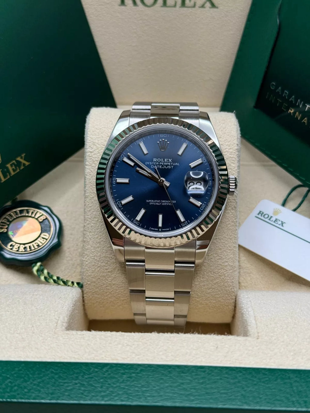 Rolex  Datejust 41mm 126334 Blue Index Oyster Stainless Steel Men’s Watch