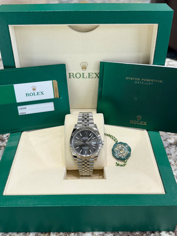 Rolex  Datejust 41mm 126334 Dark Rhodium Index Jubilee Stainless Steel