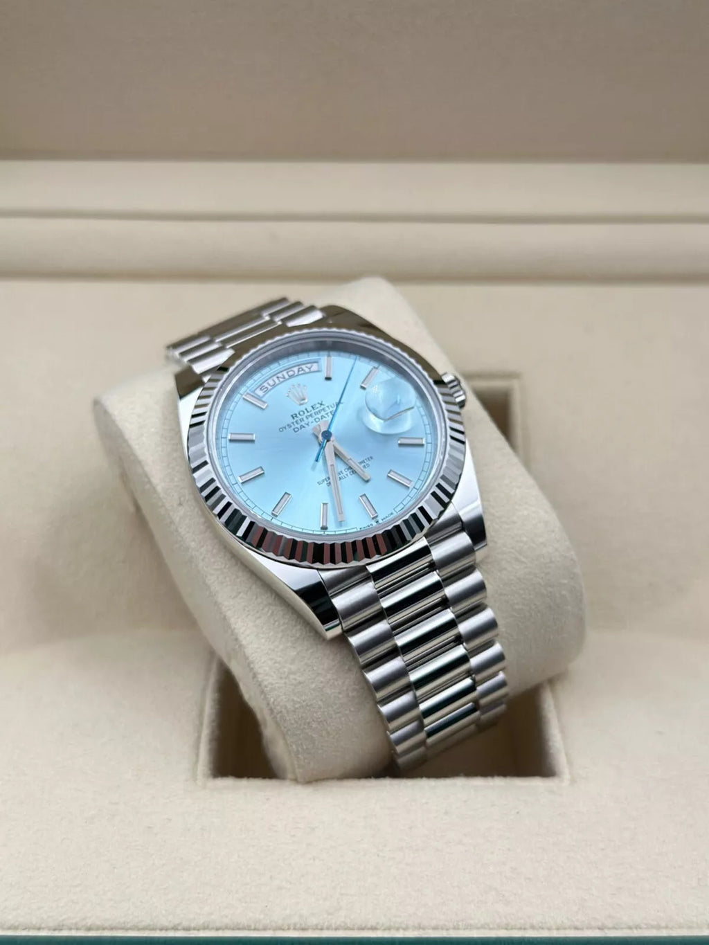 Rolex  Day-Date "President" 40mm Platinum Ice Blue Index Dial - 228236