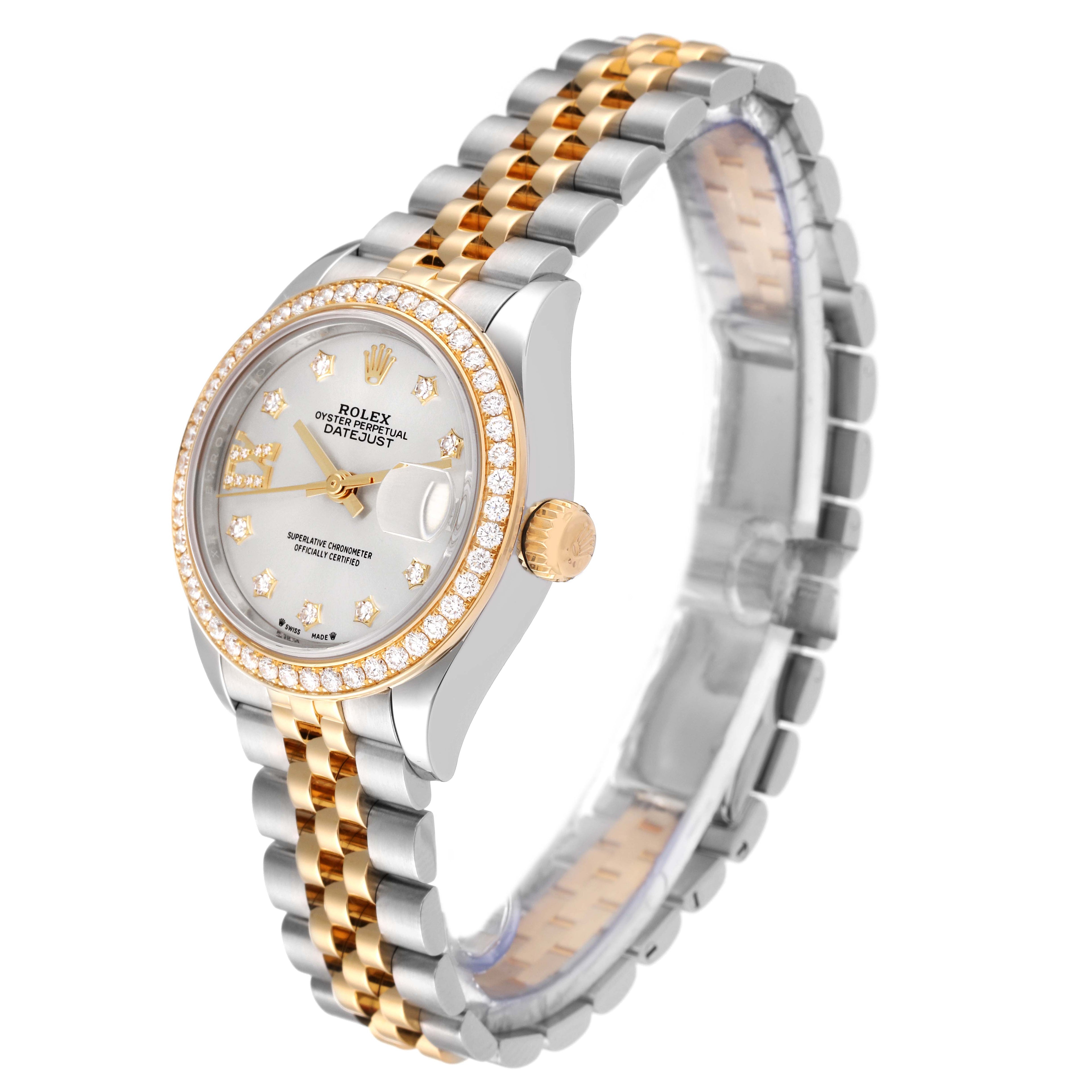 Rolex Lady-Datejust 28mm 279383RBR Silver Diamond Dial Yellow Rolesor Oyster Bracelet