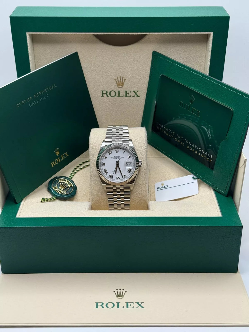 Rolex  Datejust 41mm 126334 White Roman Oyster Stainless Steel Mens Watch