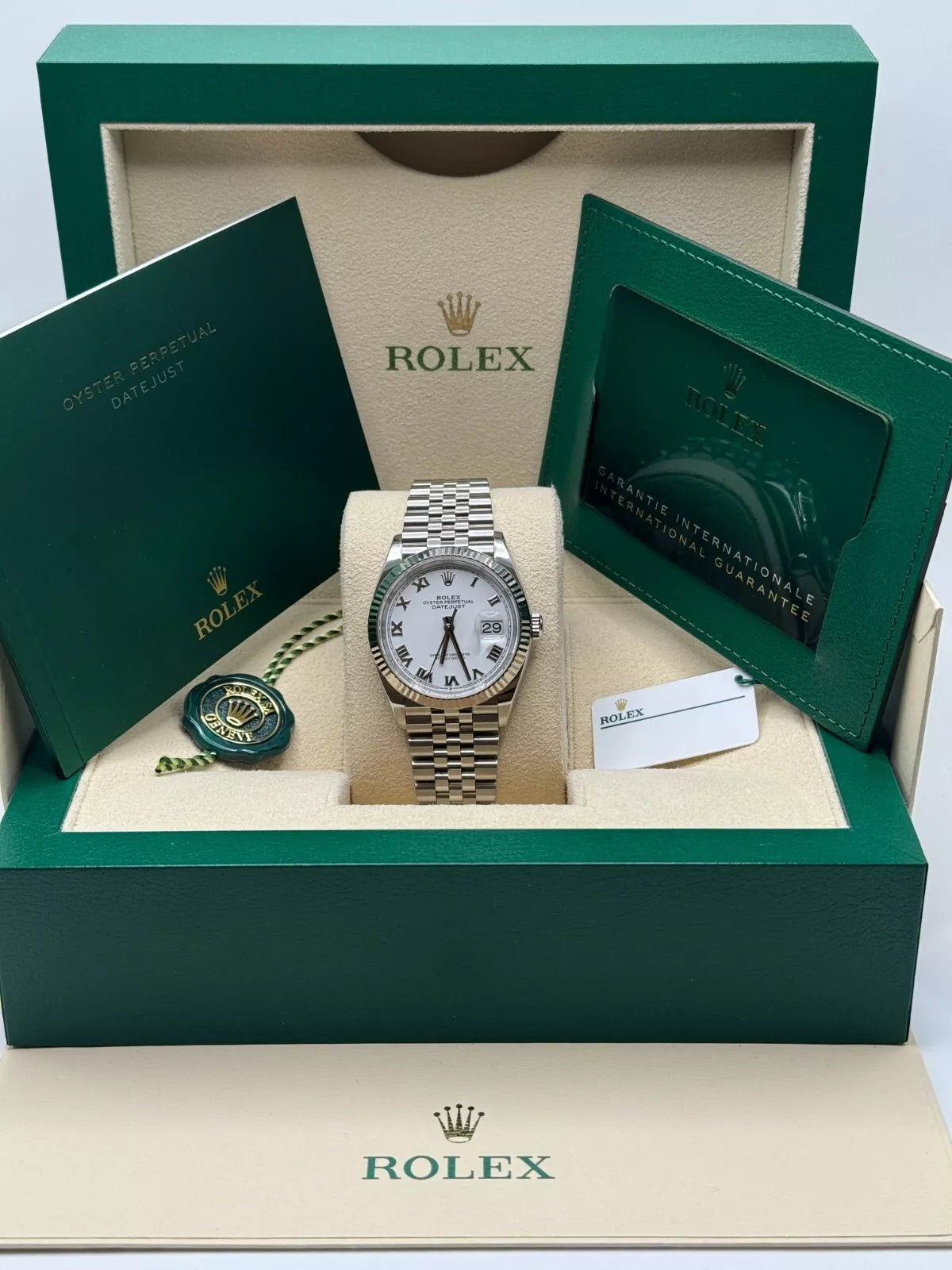 Rolex  Datejust 41mm 126334 White Roman Oyster Stainless Steel Mens Watch