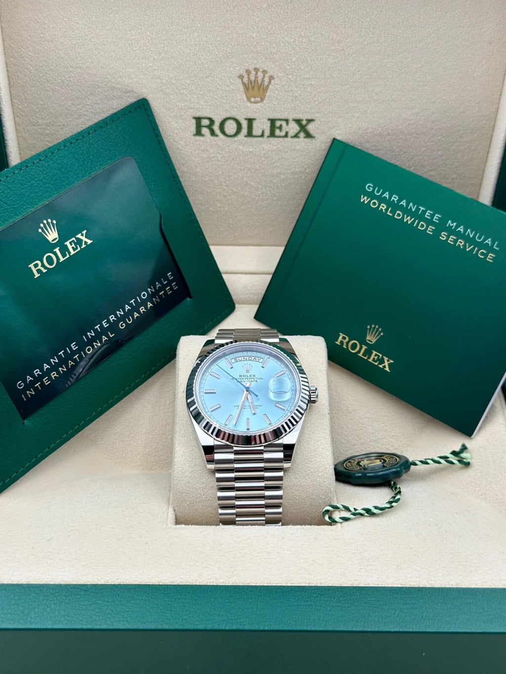 Rolex  Day-Date "President" 40mm Platinum Ice Blue Index Dial - 228236