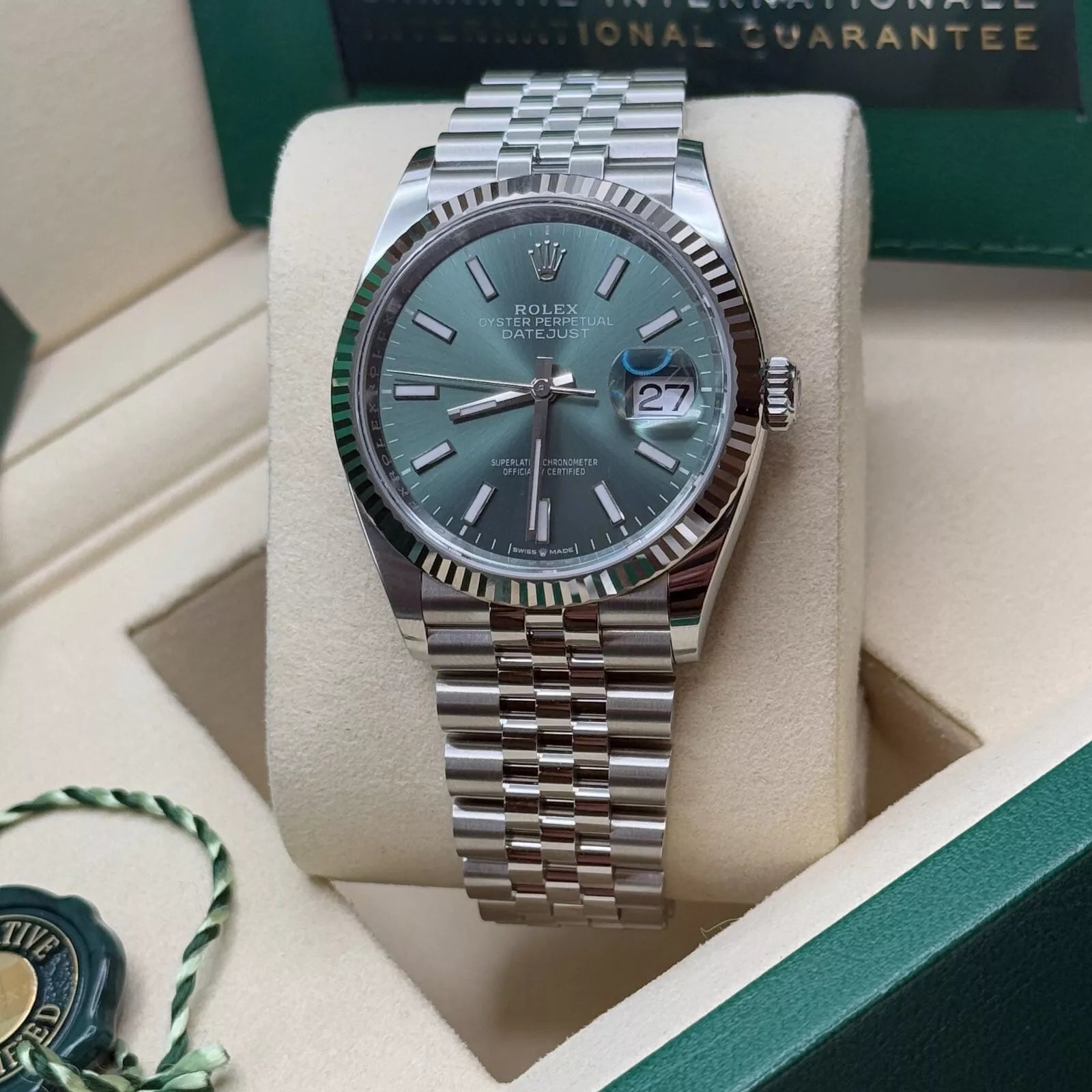 Rolex  Datejust 41mm Mint Green Dial Jubilee Bracelet Watch - 126334
