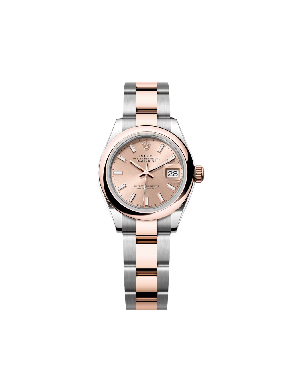 Rolex Lady-Datejust 28mm  279161 Rose Stick Dial, Two Tone Stainless Steel & 18K Rose Gold Oyster Bracelet Women's Watch