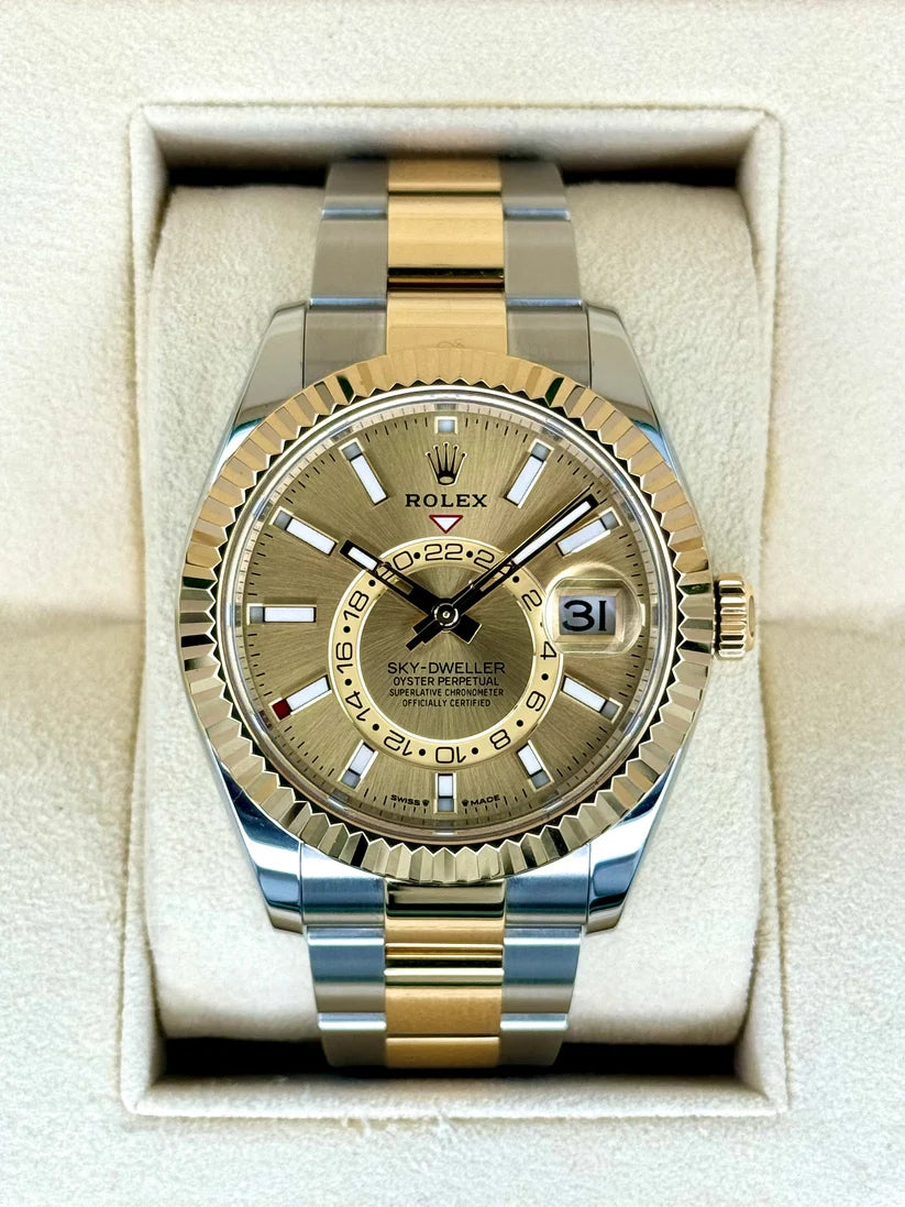 Rolex  Sky-Dweller 42mm 336933-0001 Two-Tone Yellow Gold Champagne Dial Oyster