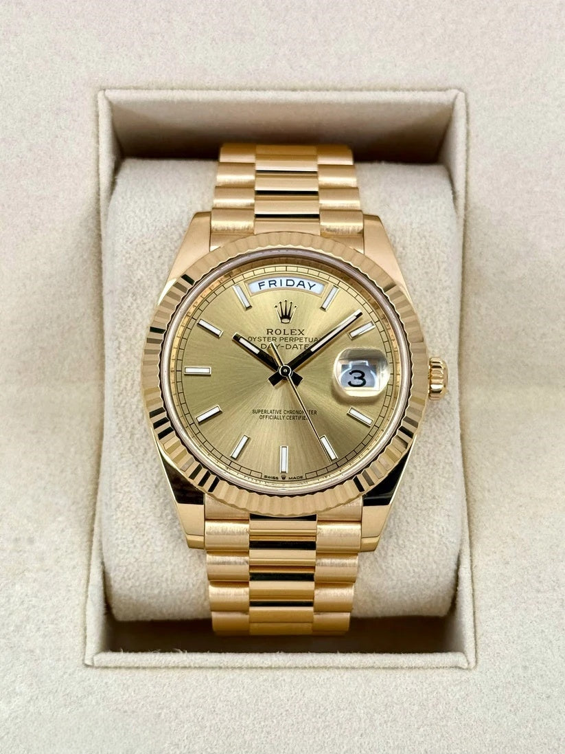 Rolex  Day-Date "President" 40mm Yellow Gold Champagne Index Dial - 228238