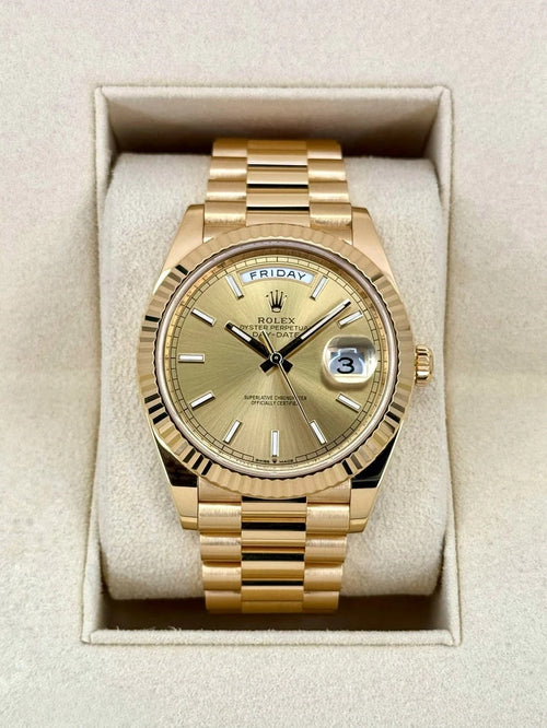 Rolex  Day-Date "President" 40mm Yellow Gold Champagne Index Dial - 228238