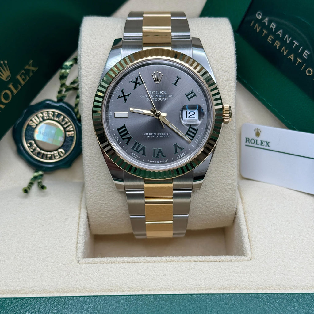 Rolex  Datejust 41mm 126333 Two-Tone Yellow Gold Fluted Bezel "Wimbledon" Dial Oyster