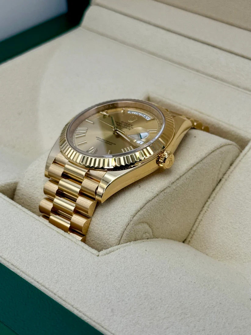 Rolex Day-Date "President" 40mm Yellow Gold Champagne Roman Numeral Dial - 228238