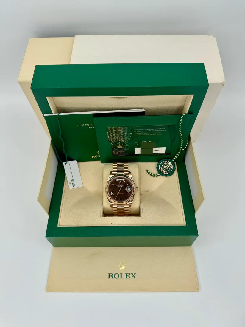 Rolex  Day-Date "President" 40mm Everose Gold Chocolate Roman Dial - 228235
