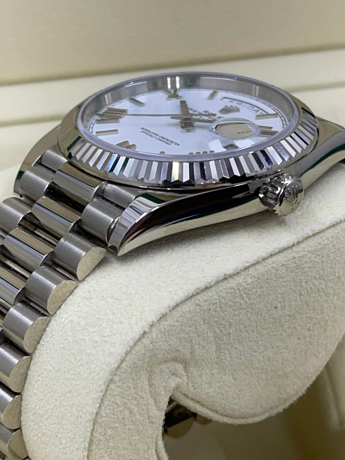 Rolex  Day-Date "President" 40mm White Gold White Roman Dial - 228239