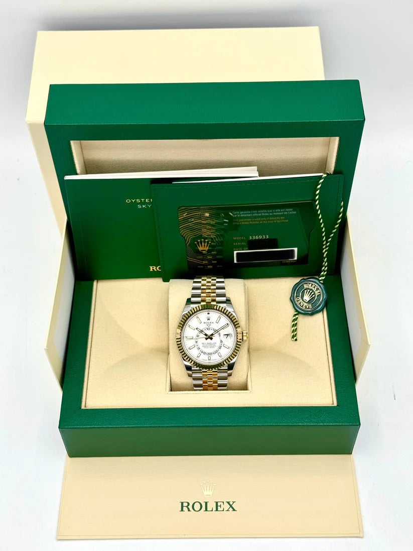 Rolex  Sky-Dweller 42mm 336933-0006 Two-Tone Yellow Gold White Dial Oyster