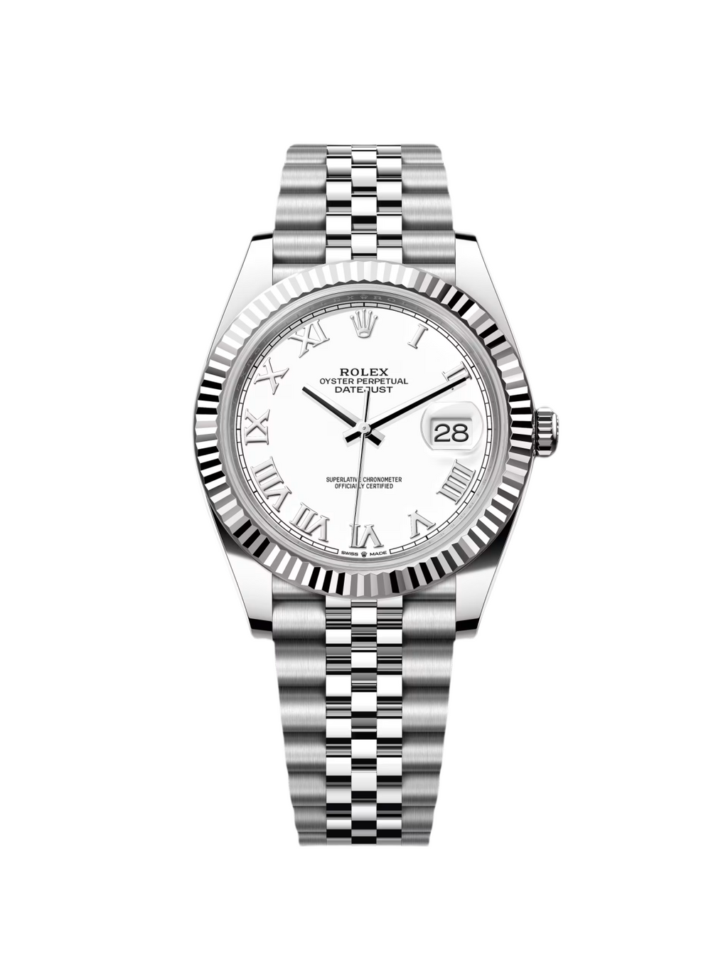 Rolex  Datejust 41mm 126334 White Roman Oyster Stainless Steel Mens Watch