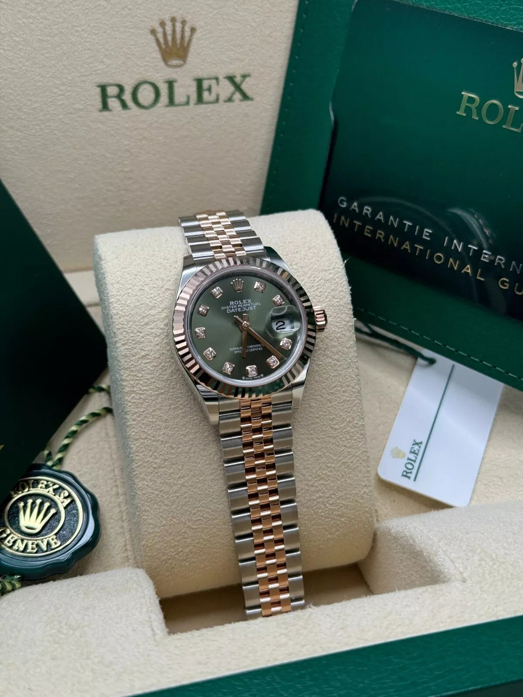 Rolex Lady-Datejust 28mm 279171 Green Diamond Oyster Stainless Steel and Rose Gold